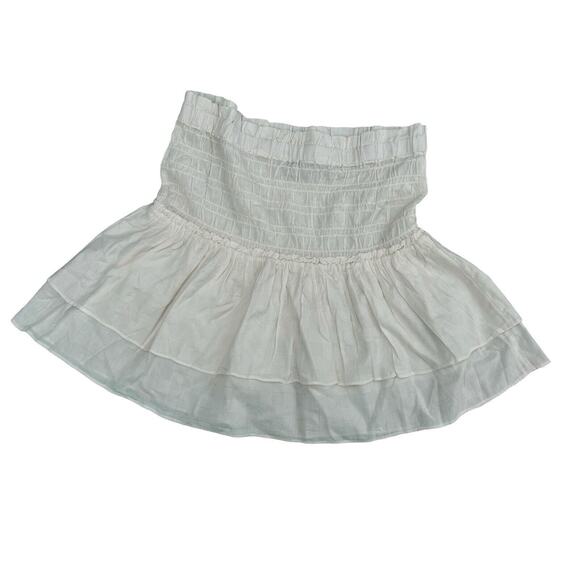 Madewell Tiered Skirt‎ White Size L Textured Cotton Ruffle Lined - Picture 1 of 5